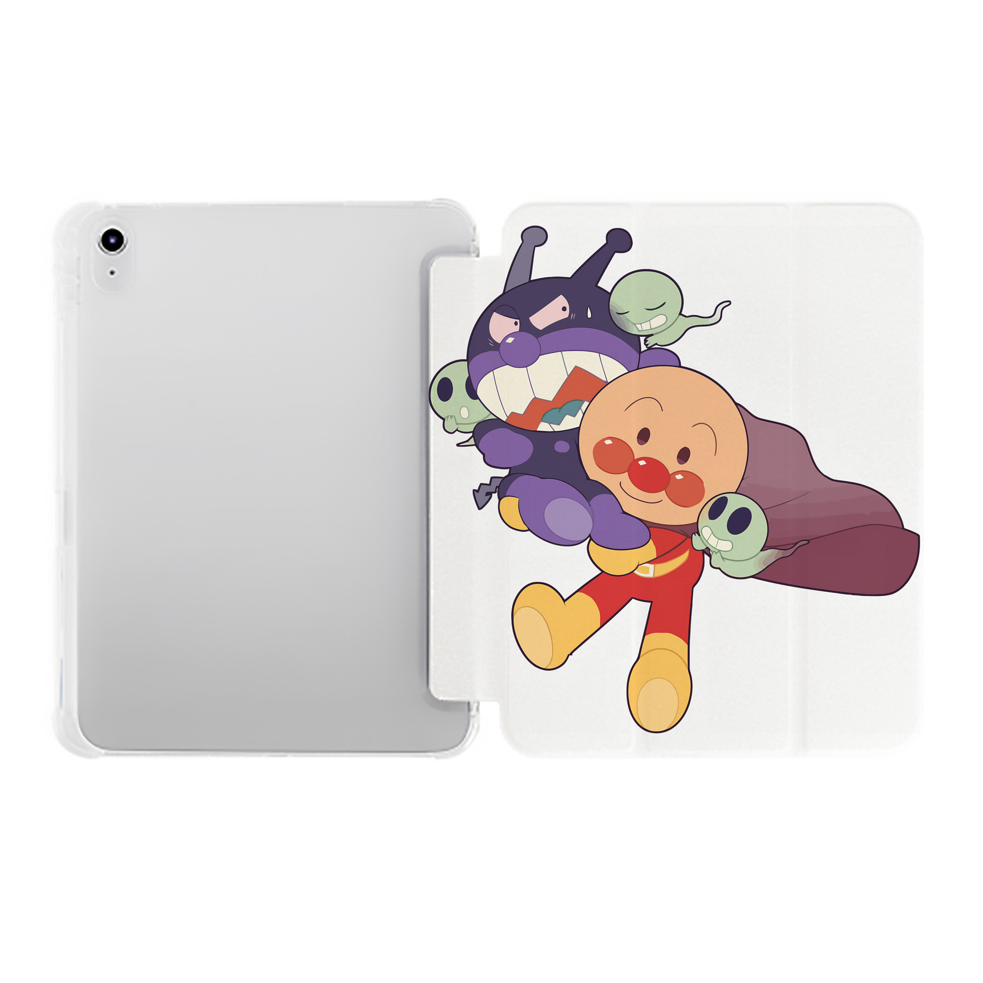 （画像用） アンパンマン Anpanman IPad ケース ペン収納付き 三つ折りスタンド PUレザー×シリコン 対応機種9.5/10.5/10.9インチ